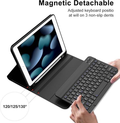 D DINGRICH iPad Case with Keyboard 10.2" - iPad 8th Generation Case with Keyboard 2020, Apple Pencil Holder - iPad Case 9th Generation, 8th Generation, 7th Gen Keyboard - Gold Sand Blue in Kuwait