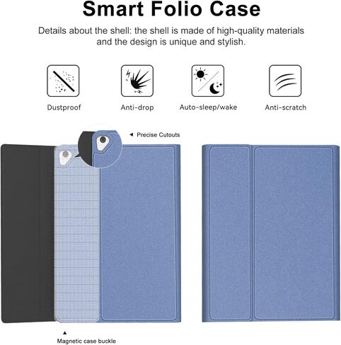 D DINGRICH iPad Case with Keyboard 10.2" - iPad 8th Generation Case with Keyboard 2020, Apple Pencil Holder - iPad Case 9th Generation, 8th Generation, 7th Gen Keyboard - Gold Sand Blue in Kuwait