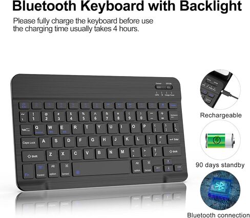 D DINGRICH iPad Case with Keyboard 10.2" - iPad 8th Generation Case with Keyboard 2020, Apple Pencil Holder - iPad Case 9th Generation, 8th Generation, 7th Gen Keyboard - Gold Sand Blue in Kuwait