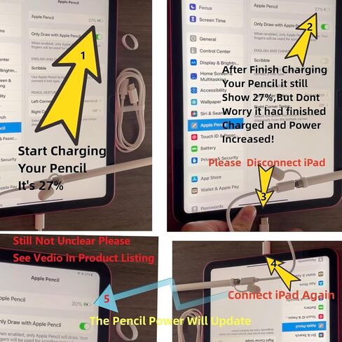 for Apple Pencil Charger 3.3FT 1Pack Apple Pencil 1st Generation | 20 Mins Full Charge for Apple Pencil 1st Generation,USB C Male to Lightning Female in Kuwait