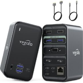 USB C Laptop Docking Station,15-in-1 Triple Display USB C HUB with 4K Dual HDMI,VGA,USB C PD3.0,RJ45,6 USB,Thunderbolt 3 Dock,USB-C Multiport Dock Dual Monitor HDMI for MacBook Pro and More in Kuwait