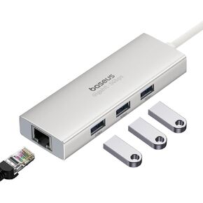 قاعدة إرساء USB C من Baseus، محور USB C 4 في 1 مع جيجابت إيثرنت و3 منافذ USB-A 3.0، قاعدة إرساء للكمبيوتر المحمول متوافقة مع أجهزة MacBook/Dell XPS/HP/Lenovo/Surface in Kuwait