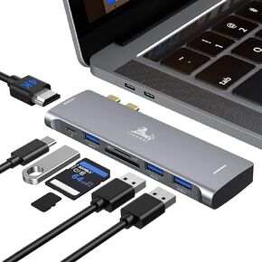 محول USB C Hub لجهاز MacBook Pro متعدد المنافذ مع 4K HDMI، 100W PD 40Gbps Thunderbolt 3، قارئ بطاقة SD/TF، ​​3 USB 3.0، دونجل متعدد المنافذ لجهاز MacBook Pro 2020 2019 2018 2017 2016 in Kuwait