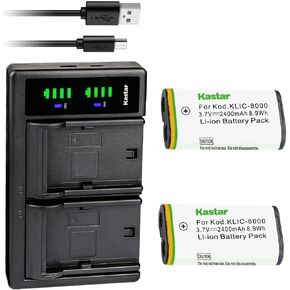 Kastar 2-Pack KLIC-8000 Battery and LTD2 USB Charger Replacement for Kodak Z885, Z1012 is, Z1015 is, Z1085 is, Z1485 is, Z612 is, Z712 is, Z812 is, Z8612 is, Pocket Video Camera ZX1 Digital Camera in Kuwait