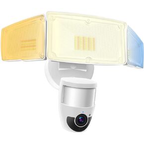 JJC Security Floodlight Camera Outdoor, 1080P Smart Motion Sensor Outdoor Lights with Camera(4 Working Modes), Super Bright 4600 Lumen 110dB Siren IP65 Light, 2-Way Talk(Don't Support SD Card)