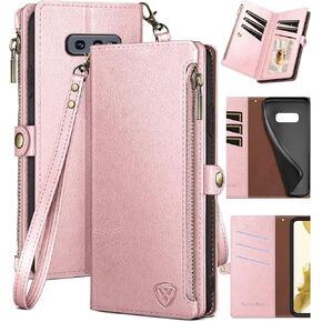 XcaseBar for Samsung Galaxy S10E Wallet case with Zipper Credit Card Holder【RFID Blocking】, Flip Folio Book PU Leather Phone case Shockproof Cover Women Men for Samsung S10E case Black in Saudi Arabia