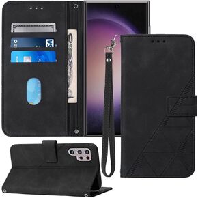 محفظة S23 Ultra Case، لهاتف Samsung S23 Ultra Case، [مسند] [حزام المعصم] [فتحات حامل البطاقة] حماية داخلية من مادة TPU S23 Ultra حافظة جلدية قابلة للطي لهاتف Galaxy S23 Ultra (أرجواني) in Kuwait