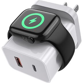 HONOT for Apple Watch Charger,20W 3-in-1 Fast Charger with Magnetic Wireless Charging and Dual Ports, Portable USB C Wall Charging Block Compatible with iPhone, Apple Watch Series,White