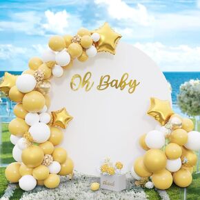 غطاء خلفية دائري أبيض من Bxsif - خلفية مستديرة بيضاء مقاس 7.2 × 7.2 قدم مع قطعتين من المشبك أو ملصقات عيد ميلاد سعيد للأطفال لتزيين حفلات أعياد ميلاد الأطفال. in Kuwait