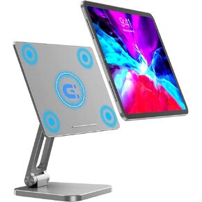 XUNMEJ Magnetic iPad Stand for Desk iPad Pro 12.9 Inch 3rd/4th/5th Generation Updated Tablet Stand Holder for Apple Swivel Rotating Adjustable Foldable Aluminum Desktop iPad Drawing Stand(Silver) in Saudi Arabia