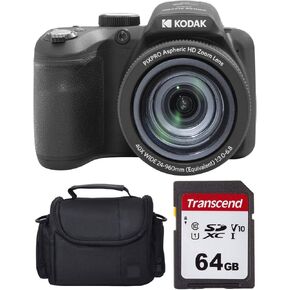 كاميرا Kodak PIXPRO AZ405 الرقمية + بطاقة ذاكرة سعة 64 جيجابايت + حقيبة كاميرا (أسود) in Kuwait