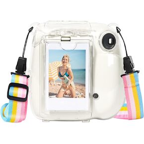 Rieibi Mini 7+ Case - Transparent Crystal Camera Case for Fujifilm Mini 7 Plus Instant Camera - Upgraded Version Cover with Removable Shoulder Strap in Kuwait
