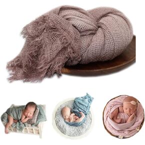 Newborn Baby Photography Props Mesh Soft Decorative Blanket Swaddle Wrap for Boy Girls Photo Shoot (Light Brown) in Saudi Arabia