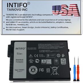 بطارية كمبيوتر محمول INTIFO 51Wh 7WNW1 متوافقة مع Dell Latitude 5420 5424 7424 Rugged Extreme Series Notebook 0GK3D3 GK3D3 0DMF8C DMF8C 06NNCF 6NNCF 0DP3KF DP3KF [11.4V 51Wh 3-Cell] in Kuwait