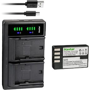 بطارية Kastar DLi109 واستبدال شاحن USB LTD2 لبطارية Pentax D-Li109، شاحن D-BC109، K-R KR، K-30 K30، K-50 K50، K-70 K70، K-500 K500، K-S1 KS1 ، كاميرا K-S2 KS2، KP، KF DSLR in Kuwait