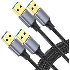ApoJodly USB to USB Cable 10FT 2-Pack, USB 3.0 Cord 10 Foot USB A Male to Male Cable Double Sided USB Cord Compatible with Hard Drive, Laptop Cooler, DVD Player and More