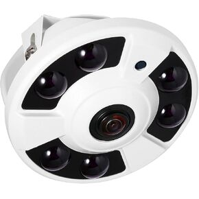 كاميرا REVOTECH Dome Fisheye POE IP، HD 3MP كاميرا أمان داخلية ONVIIF عدسة 1.7 مم 6 صفيف LED IR رؤية ليلية P2P عرض عن بعد CCTV كاميرا فيديو H.265/H.264(IF02-P أبيض) in Kuwait