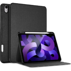 ProCase iPad Air 5 Case 2022/iPad Air 4 Case 2020 10.9 Inch with Pencil Holder, Slim Stand Smart Folio Protective Cover for iPad Air 10.9" 5th /4th Generation A2589 A2591 A2324 A2072 Release -Black