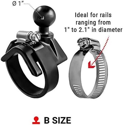 RAM Mounts RAM-B-108BU قاعدة كروية بمشبك خرطوم مع حجم B كرة 1 بوصة للقضبان بقطر 1 بوصة إلى 2.1 بوصة in Saudi Arabia