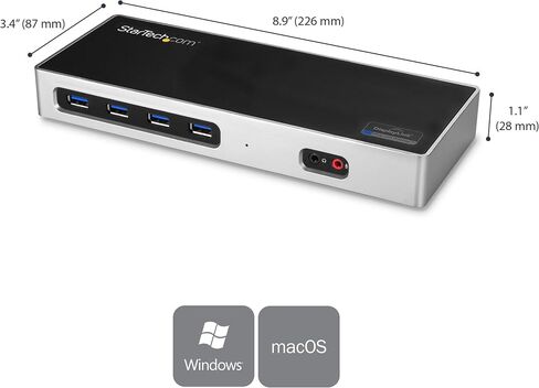 قاعدة USB-C - محطة إرساء ثلاثية الشاشات بدقة 4K ومنفذ عرض مزدوج ومنفذ HDMI 100 واط لتوصيل الطاقة - 4x USB-A USB 3.1 Windows وMac DK30CH2DEP (متجدد) in Kuwait