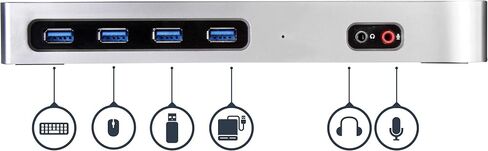 قاعدة USB-C - محطة إرساء ثلاثية الشاشات بدقة 4K ومنفذ عرض مزدوج ومنفذ HDMI 100 واط لتوصيل الطاقة - 4x USB-A USB 3.1 Windows وMac DK30CH2DEP (متجدد) in Kuwait