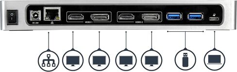 قاعدة USB-C - محطة إرساء ثلاثية الشاشات بدقة 4K ومنفذ عرض مزدوج ومنفذ HDMI 100 واط لتوصيل الطاقة - 4x USB-A USB 3.1 Windows وMac DK30CH2DEP (متجدد) in Kuwait