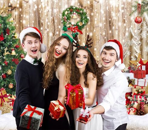 Alltten 10x10ft Christmas Backdrops for Photography Winter Snow Photography Backdrop Rustic Wood Floor Backdrop Xmas Tree Gift Christmas Family Party Background New Year Backdrop Decoration F25 in Kuwait