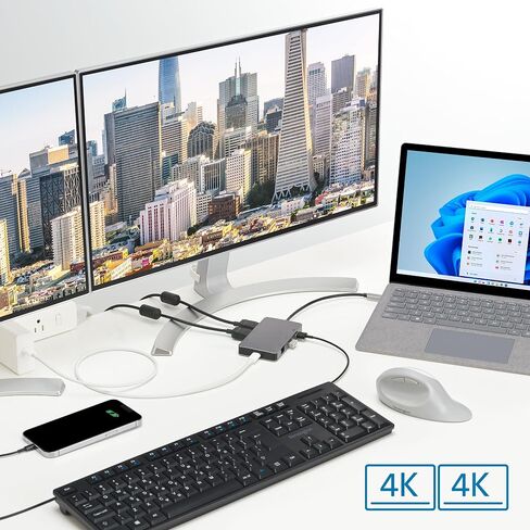 Kensington UH1450P شاشة مزدوجة 4K USB-C، ومحطات إرساء للكمبيوتر المحمول مع منافذ DisplayPort مزدوجة 1.4++، وشحن 85 وات لأجهزة Thunderbolt 3/4 وUSB-C، 2X USB-A 3.2، 1 منفذ USB-C (K36900WW) in Saudi Arabia