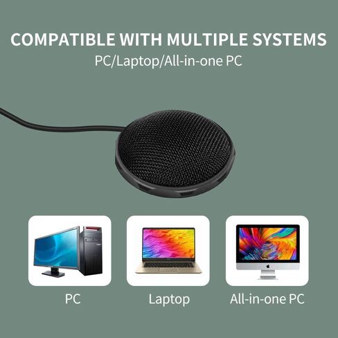 Dericam USB Desktop and Laptop Computer Microphone, 360° Omnidirectional Condenser Mic, PC Microphone for Tele-Conference/Learning, Online Chatting, Gaming, Live Podcasting, Recording, Skype, M1 in Kuwait