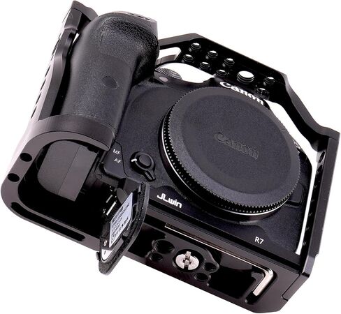 قفص JLWIN r7 لكاميرا Canon R7، لوحة تحرير سريعة لـ Arca-Swiss، فتحات لولبية 1/4 بوصة و3/8 بوصة وسكك ناتو لملحقات الكاميرا in Kuwait