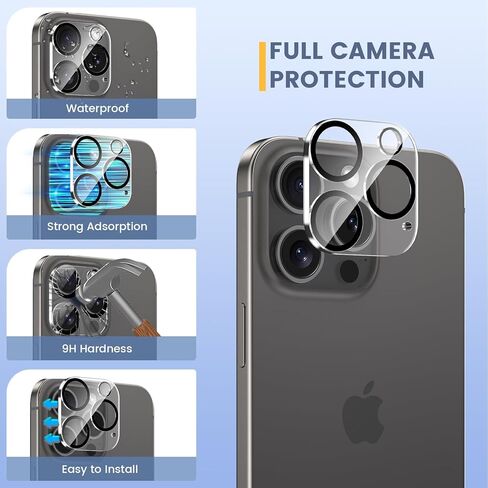 Maxdara [6 in 1 for iPhone 15 Pro Max Screen Protector(6.7 inch), 2 Pack iPhone 15 Pro Max Back Screen Protector with 2 Pack Front Screen Protector and Camera Lens Protector, 9H Hardness, Ultra HD in Kuwait