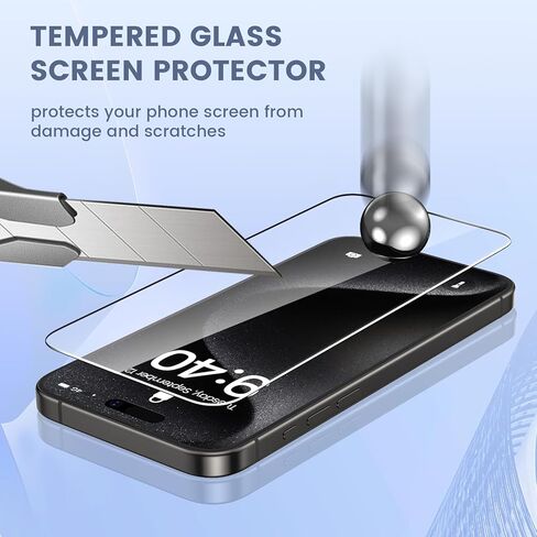 Maxdara [6 in 1 for iPhone 15 Pro Max Screen Protector(6.7 inch), 2 Pack iPhone 15 Pro Max Back Screen Protector with 2 Pack Front Screen Protector and Camera Lens Protector, 9H Hardness, Ultra HD in Kuwait