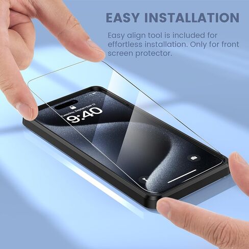 Maxdara [6 in 1 for iPhone 15 Pro Max Screen Protector(6.7 inch), 2 Pack iPhone 15 Pro Max Back Screen Protector with 2 Pack Front Screen Protector and Camera Lens Protector, 9H Hardness, Ultra HD in Kuwait