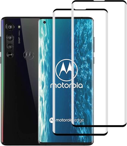 YIFNTANG [عبوة من قطعتين] واقي شاشة من الزجاج المقوى لهاتف Motorola Moto Edge، منحني ثلاثي الأبعاد، صلابة 9H، مضاد للخدش، شفاف عالي الدقة، متوافق مع Motorola Moto Edge in Kuwait