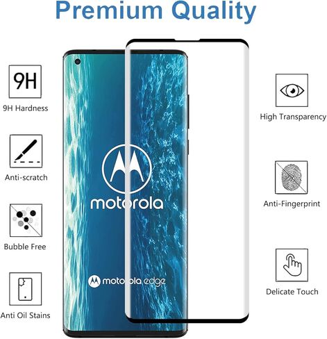 YIFNTANG [عبوة من قطعتين] واقي شاشة من الزجاج المقوى لهاتف Motorola Moto Edge، منحني ثلاثي الأبعاد، صلابة 9H، مضاد للخدش، شفاف عالي الدقة، متوافق مع Motorola Moto Edge in Kuwait