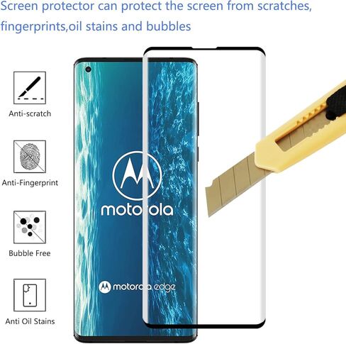 YIFNTANG [عبوة من قطعتين] واقي شاشة من الزجاج المقوى لهاتف Motorola Moto Edge، منحني ثلاثي الأبعاد، صلابة 9H، مضاد للخدش، شفاف عالي الدقة، متوافق مع Motorola Moto Edge in Kuwait