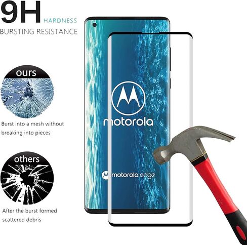 YIFNTANG [عبوة من قطعتين] واقي شاشة من الزجاج المقوى لهاتف Motorola Moto Edge، منحني ثلاثي الأبعاد، صلابة 9H، مضاد للخدش، شفاف عالي الدقة، متوافق مع Motorola Moto Edge in Kuwait