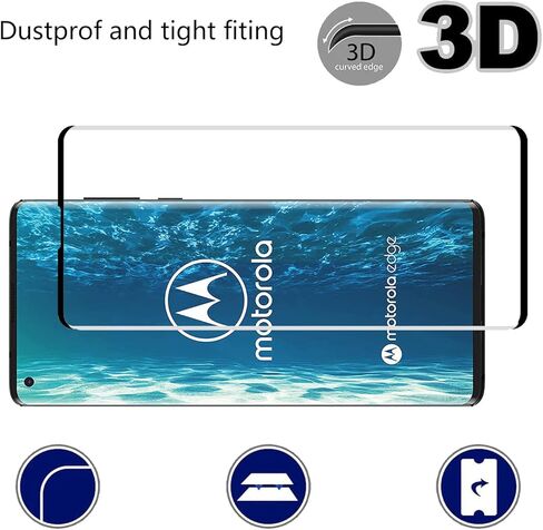 YIFNTANG [عبوة من قطعتين] واقي شاشة من الزجاج المقوى لهاتف Motorola Moto Edge، منحني ثلاثي الأبعاد، صلابة 9H، مضاد للخدش، شفاف عالي الدقة، متوافق مع Motorola Moto Edge in Kuwait