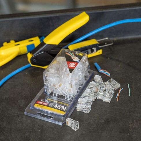 Klein Tools VDV826-702 قابس بيانات معياري للتمرير، RJ45 CAT5E، مطلي بالذهب، موصلات المرور 50 حزمة in Saudi Arabia