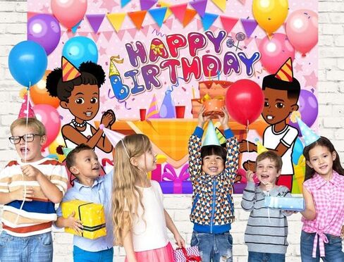 Grace Decorations Backdrop, 5x3 Ft Cartoon Happy Birthday Party Banner for 1st 2nd Birthday Music Theme Photography Background for Kids Adult Birthday Party Supplies in Kuwait