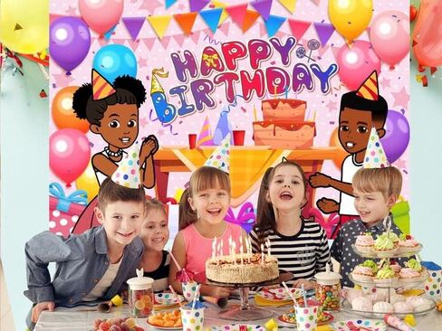 Grace Decorations Backdrop, 5x3 Ft Cartoon Happy Birthday Party Banner for 1st 2nd Birthday Music Theme Photography Background for Kids Adult Birthday Party Supplies in Kuwait