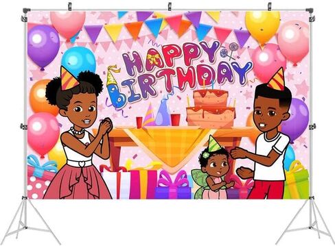 Grace Decorations Backdrop, 5x3 Ft Cartoon Happy Birthday Party Banner for 1st 2nd Birthday Music Theme Photography Background for Kids Adult Birthday Party Supplies in Kuwait