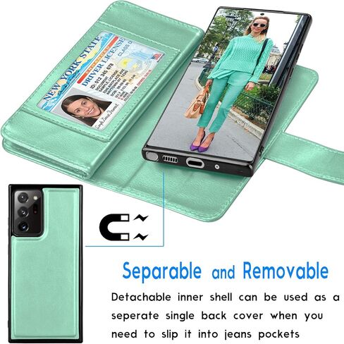 Tekcoo Galaxy Note 20 Case, Galaxy Note 20 Wallet Case, Luxury Cash Credit Card Slots Holder Carrying Folio Flip PU Leather Cover [Detachable Magnetic Hard Case] Kickstand for Samsung Note20 -Black in Saudi Arabia
