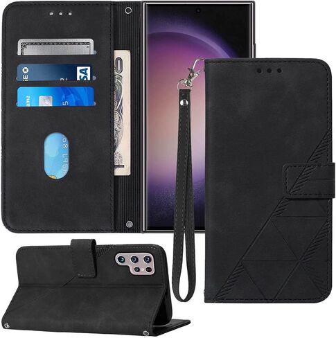 S23 Ultra Case Wallet,for Samsung S23 Ultra Case,[Kickstand][Wrist Strap][Card Holder Slots] TPU Interior Protective S23 Ultra Phone Case Leather Folio Flip Cover for Galaxy S23 Ultra Case (Red) in Saudi Arabia