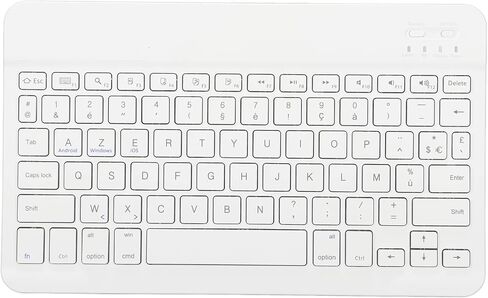لوحة مفاتيح Dilwe الفرنسية اللاسلكية، لوحة مفاتيح بلوتوث لاسلكية فرنسية أوروبية AZERTY، لوحة مفاتيح كمبيوتر لوحي لاسلكية محمولة رفيعة مقاس 10 بوصة، نسيج معدني مصقول للكمبيوتر الهاتف (أبيض) in Saudi Arabia