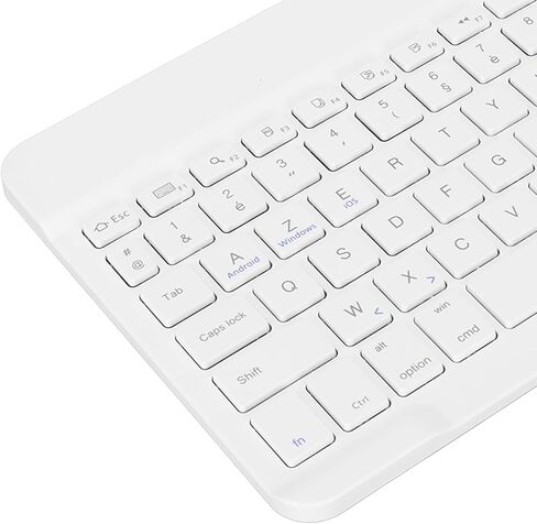 لوحة مفاتيح Dilwe الفرنسية اللاسلكية، لوحة مفاتيح بلوتوث لاسلكية فرنسية أوروبية AZERTY، لوحة مفاتيح كمبيوتر لوحي لاسلكية محمولة رفيعة مقاس 10 بوصة، نسيج معدني مصقول للكمبيوتر الهاتف (أبيض) in Saudi Arabia