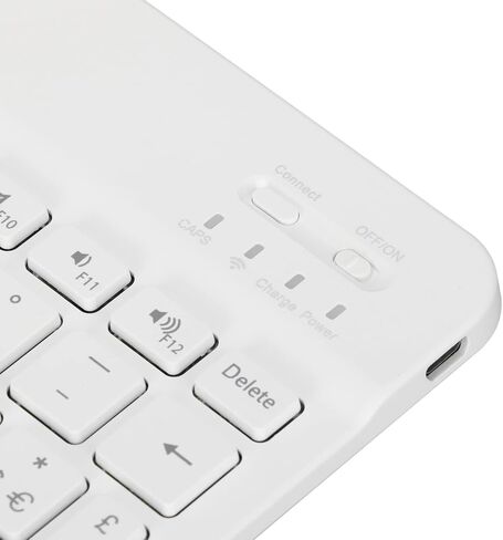 لوحة مفاتيح Dilwe الفرنسية اللاسلكية، لوحة مفاتيح بلوتوث لاسلكية فرنسية أوروبية AZERTY، لوحة مفاتيح كمبيوتر لوحي لاسلكية محمولة رفيعة مقاس 10 بوصة، نسيج معدني مصقول للكمبيوتر الهاتف (أبيض) in Saudi Arabia