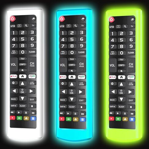 حافظة مكونة من 3 قطع لأجهزة التحكم عن بعد لتلفزيون LG، غطاء عن بعد لجهاز التحكم عن بعد للتلفزيون الذكي LG AKB75095307 AKB75375604 AKB74915305 أصلي، غلاف جلدي بديل من السيليكون يتوهج باللون الأخضر الداكن والأزرق الأبيض in Kuwait