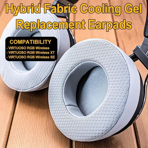 Virtuoso XT Cooling Gel Earpads - Compatible with Virtuoso RGB Wireless SE Headset, Hybrid Fabric Thicker Cooling Gel Replacement Earpads (Cooling Gel Black Fabric) in Kuwait