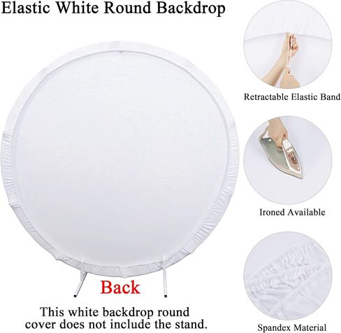 غطاء خلفية دائري أبيض من Bxsif - خلفية مستديرة بيضاء مقاس 7.2 × 7.2 قدم مع قطعتين من المشبك أو ملصقات عيد ميلاد سعيد للأطفال لتزيين حفلات أعياد ميلاد الأطفال. in Kuwait